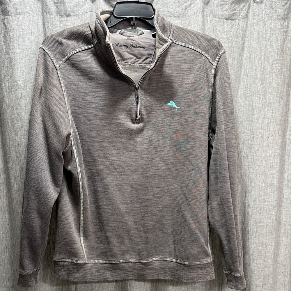 Tommy Bahama Men's Taupe Quarter-Zip Sweater